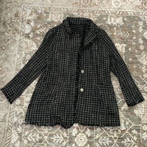 Black and white tweed blazer